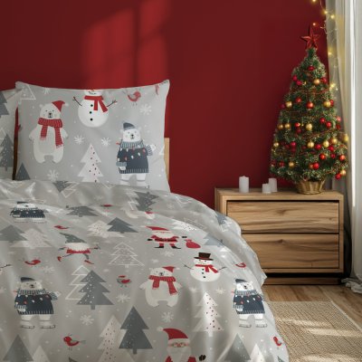 Vianočné bavlnené posteľné obliečky – Priatelia zo severného pólu