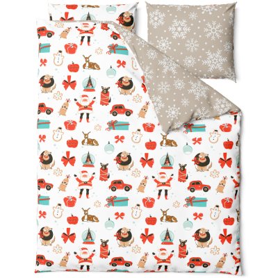 Vianočné saténové posteľné obliečky – Veselé Vianoce