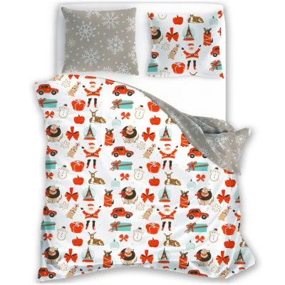 Vianočné saténové posteľné obliečky – Veselé Vianoce
