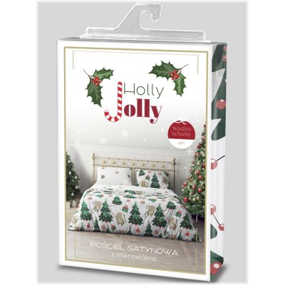 Vianočné saténové posteľné obliečky – Mačacie Vianoce