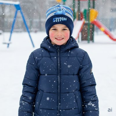 Chlapčenská zimná pletená čiapka Stitch