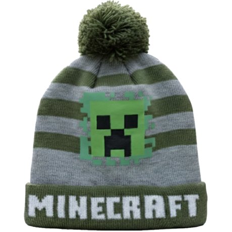 Detská pletená čiapka s brmbolcom Minecraft – Creeper