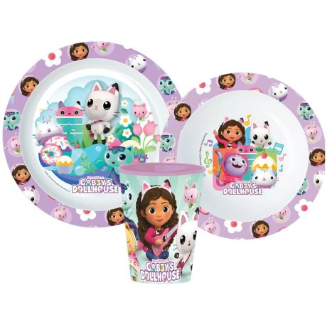 Sada plastového riadu Gábinin kúzelný domček s pohárikom