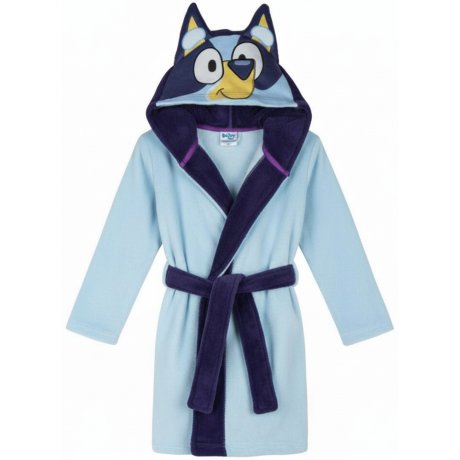 Detský coral fleece župan Bluey s kapucňou a uškami