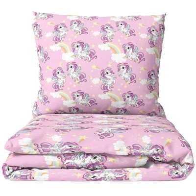 Bavlnené posteľné obliečky Dúhový svet s jednorožcami