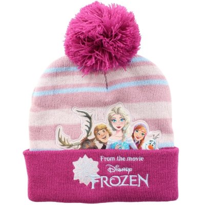 Dievčenská zimná pletená čiapka s brmbolcom Frozen