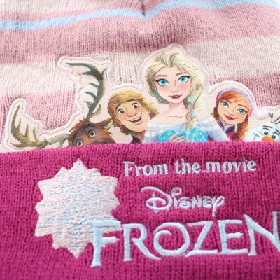 Dievčenská zimná pletená čiapka s brmbolcom Frozen