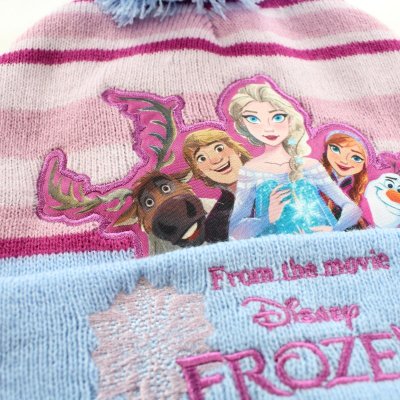 Dievčenská zimná pletená čiapka s brmbolcom Frozen