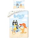 Bavlnené posteľné obliečky Bluey s rodinkou na pláži