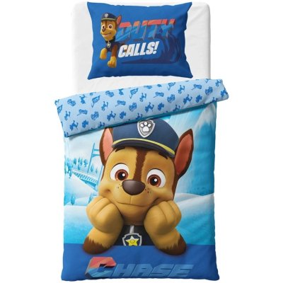 Bavlnené posteľné obliečky Labková patrola – policajt Chase