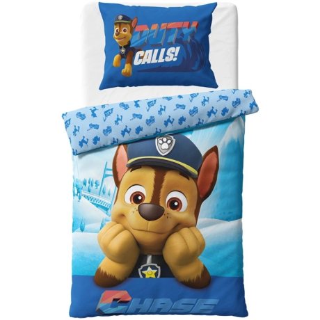Bavlnené posteľné obliečky Labková patrola – policajt Chase