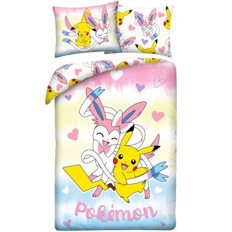 Posteľné obliečky z mikrovlákna Pokémoni - Pikachu a Sylveon