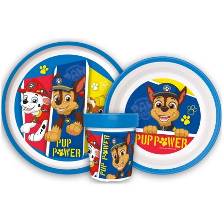 Sada plastového riadu Labková Patrola s pohárikom a protišmykom