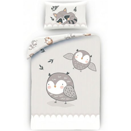 Obliečky do detskej postieľky so Sovičkami a Mývalom