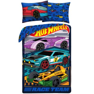 Obojstranné posteľné obliečky z mikrovlákna Hot Wheels – Race Team