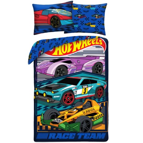 Obojstranné posteľné obliečky z mikrovlákna Hot Wheels – Race Team