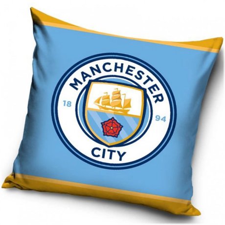 Velúrová obliečka na vankúš Manchester City FC - Logo