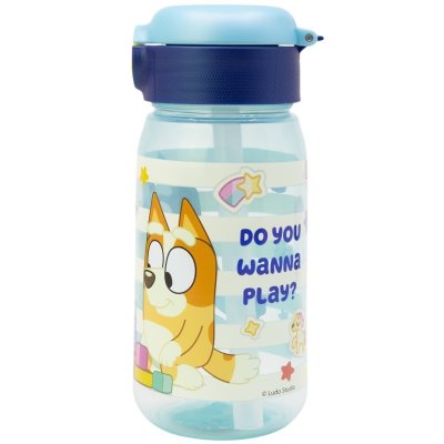 Plastová fľaša na pitie so slamkou a viečkom Bluey