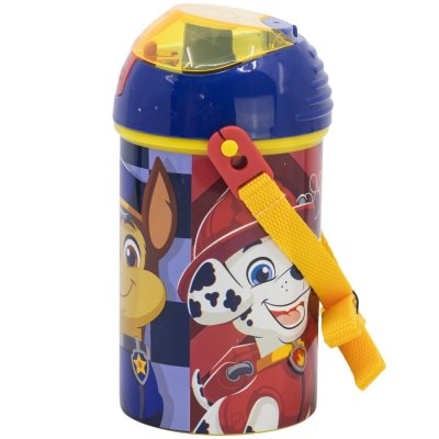 Plastová fľaša na pitie so slamkou a viečkom Paw Patrol - Rescue Pups