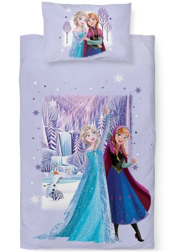 Carbotex · Obliečky do detskej postieľky Ľadové kráľovstvo - motív Anna a Elsa - 100% bavlna - 40x60 cm + 100x135 cm