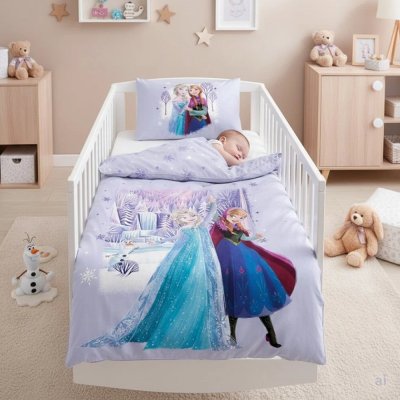 Obliečky do detskej postieľky Ľadové kráľovstvo - Anna a Elsa