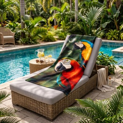 Bavlnená plážová osuška Farebné papagáje Ary