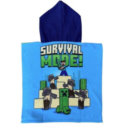 Detské plážové pončo z mikrovlákna Minecraft - Alex a Steve
