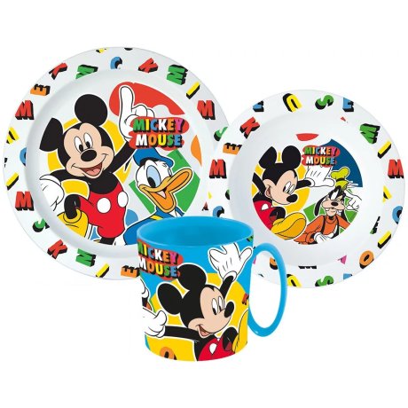 Sada plastového riadu Mickey Mouse s hrnčekom
