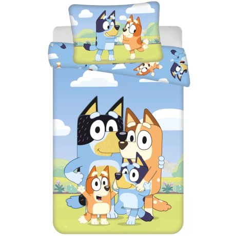 Obliečky do detskej postieľky Bluey - Šťastná rodinka