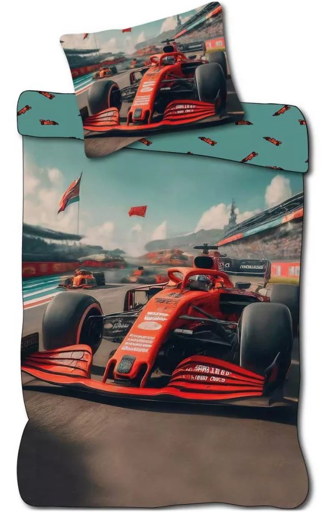 BrandMac · Posteľné obliečky do detskej postieľky Formula - 100% bavlna - 100x135 cm + 40x60 cm