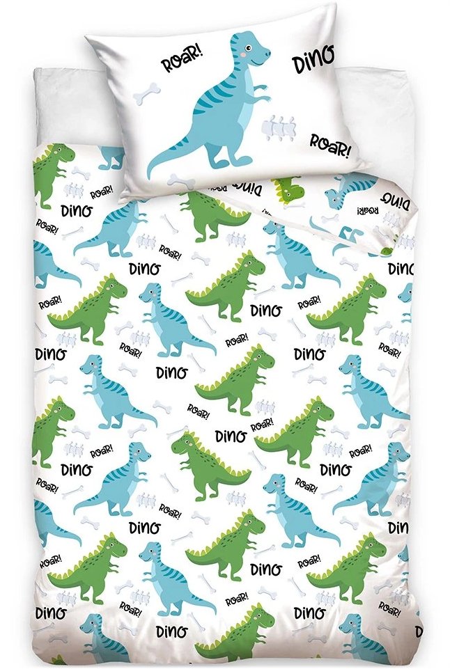 Carbotex · Posteľné obliečky do detskej postieľky s dinosaurami - 100% bavlna - 100×135 cm + 40×60 cm