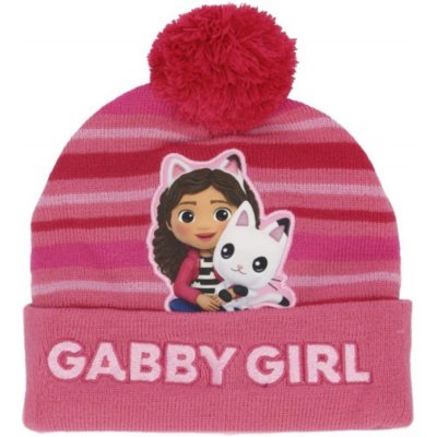 Dievčenská zimná pletená čiapka s brmbolcom Gábinin kúzelný domček