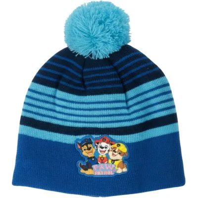Chlapčenská zimná pletená čiapka s brmbolcom a baránkom Tlapková patrola