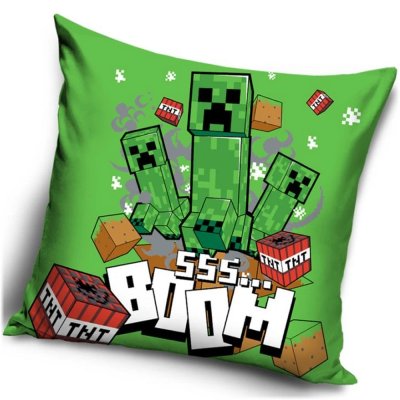 Velúrová obliečka na vankúš Minecraft - Creeper Boom