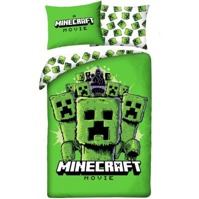 Obojstranné bavlnené posteľné obliečky Minecraft Movie - Creepers
