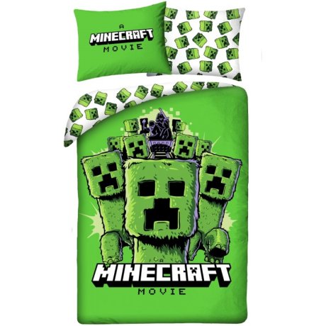 Obojstranné bavlnené posteľné obliečky Minecraft Movie - Creepers