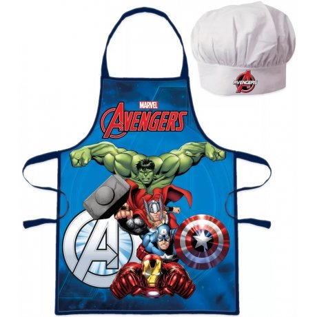 Detská zástera s kuchárskou čiapkou Avengers