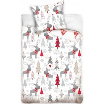 Bavlnené posteľné obliečky Vianočný les